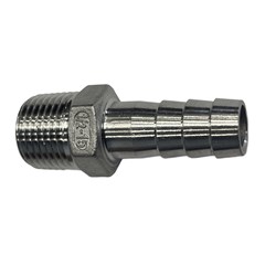 Hose Barb SS 1/2in to 1/2in MNPT 14mm