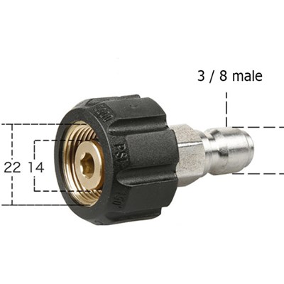 M22 14MM Twist to 3/8in Plug Quick Connect Image 1 M22 14MM Twist to 3/8in Plug Quick Connect Image 1